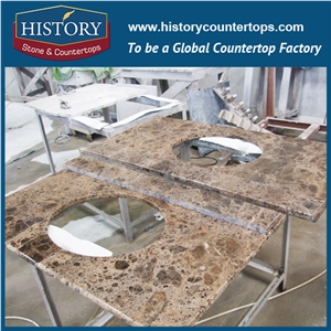 2017 Chinese Hmj031 Dark Emperador Polishing Marble Manufacture Ornamental Laminated Design for Apartment Bathroom Countertop, Bathroom Vanity Tops, Bath Makeup Top