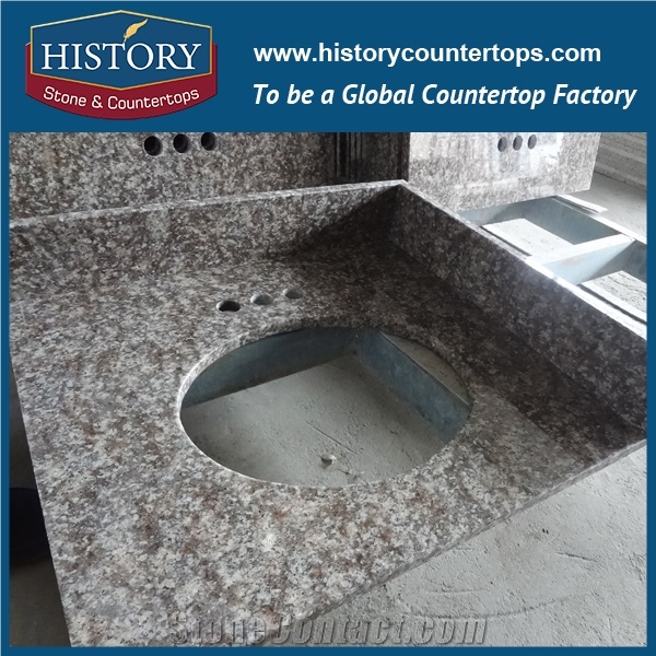 2017 Hg024 G687 Peach Red Vanity Suite Products Wholesale Composite Ornamental Elegant Design for Bathroom Countertop,Vanity Top, Bath Makeup Top