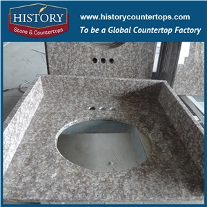 2017 Hg024 G687 Peach Red Vanity Suite Products Wholesale Composite Ornamental Elegant Design for Bathroom Countertop,Vanity Top, Bath Makeup Top