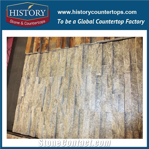 2017 History Stone China Light Green Quartzite Decorative Wall Panels, Natural Split Wellest Surface Thin Stone Veneers, Wall Cladding Shining Ledge Stone