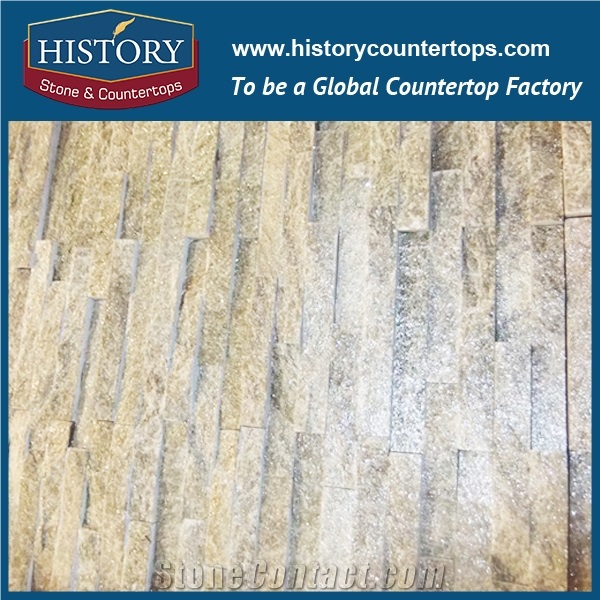 2017 History Stone China Light Green Quartzite Decorative Wall Panels, Natural Split Wellest Surface Thin Stone Veneers, Wall Cladding Shining Ledge Stone