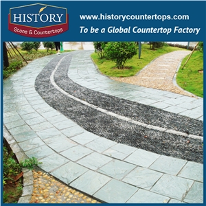 2017 History Stone Cut to Size Square Cyan Color Slate Tiles for Park Garden Road Paving, Non-Slip Restaurant Floor Tiles and Stairs Cladding