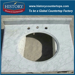 2017 Italy Hot Popular Bianco Carrara Marble Polishing Bathroom Countertops with Custermized Edges Polished Vanity Tops for Solid Surface