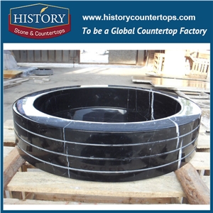 2017 New Trend China Current Hot Selling Product Unique Style Cheap Price Natrual Nero Marqiuna Black Marble Round Bathroom Sinks