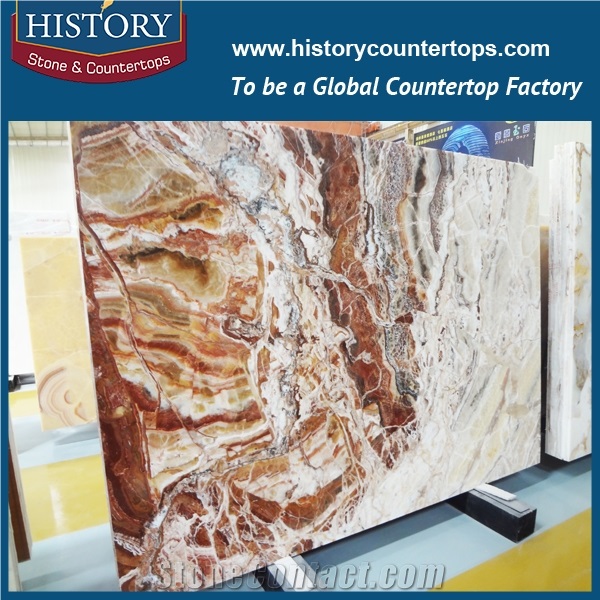 2017china Hebei Popular Wholesale Translucent Natural Stone Polished Onyx Tiles Cut-To-Size Slab for Hotel Lobby Decoration, Wall Covering, Floor Panel, Coffee Bar, Vanity Tops