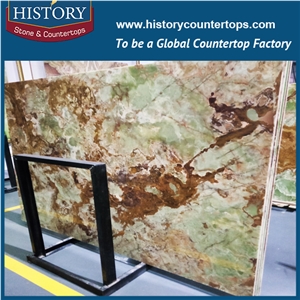 A Grade Quality China Famous Supplier Produce and Custom Made Eye-Catching Green Onyx Slabs and Tiles for Flooring Border Design ,Hotel Decoration