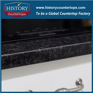 Angola Black Granite Countertops with Eased Polishing Edges for Solid Surface Kitchen Worktops, Custom Tops for Multi-Family and Apatment Project