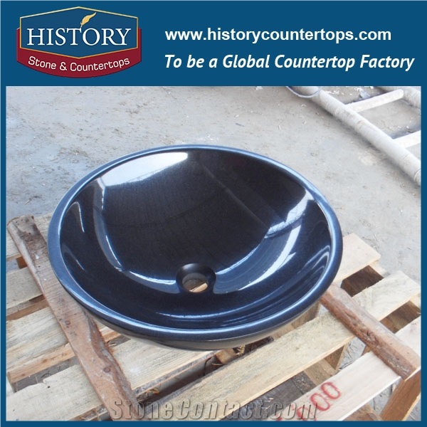 Beauty Carved Shanxi Black Granite Stone Sink Smooth Surface Under Counter Vessel Basin with Stand Designs for Dining Room