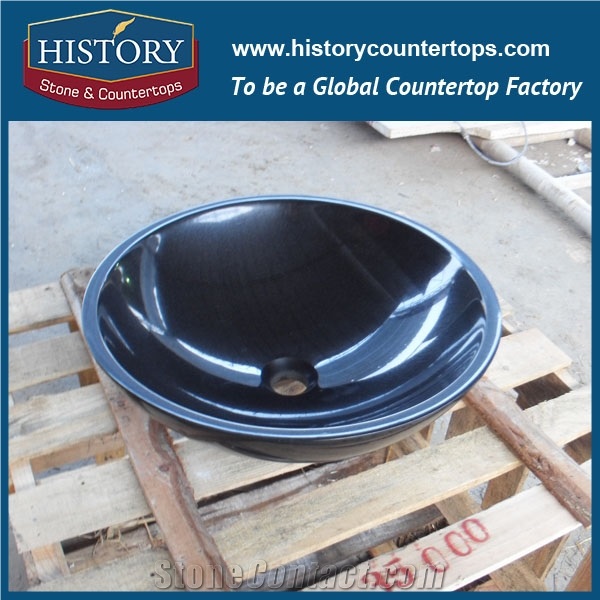 Beauty Carved Shanxi Black Granite Stone Sink Smooth Surface Under Counter Vessel Basin with Stand Designs for Dining Room