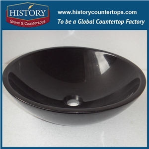 Beauty Carved Shanxi Black Granite Stone Sink Smooth Surface Under Counter Vessel Basin with Stand Designs for Dining Room