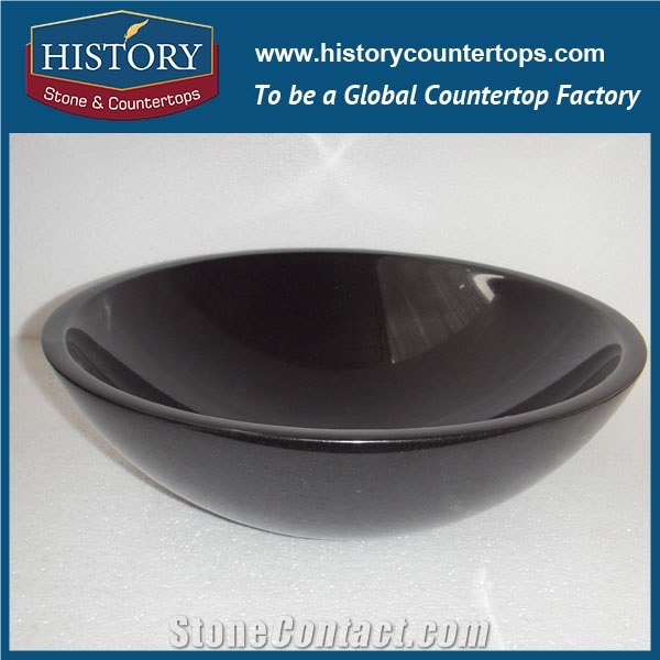 Beauty Carved Shanxi Black Granite Stone Sink Smooth Surface Under Counter Vessel Basin with Stand Designs for Dining Room