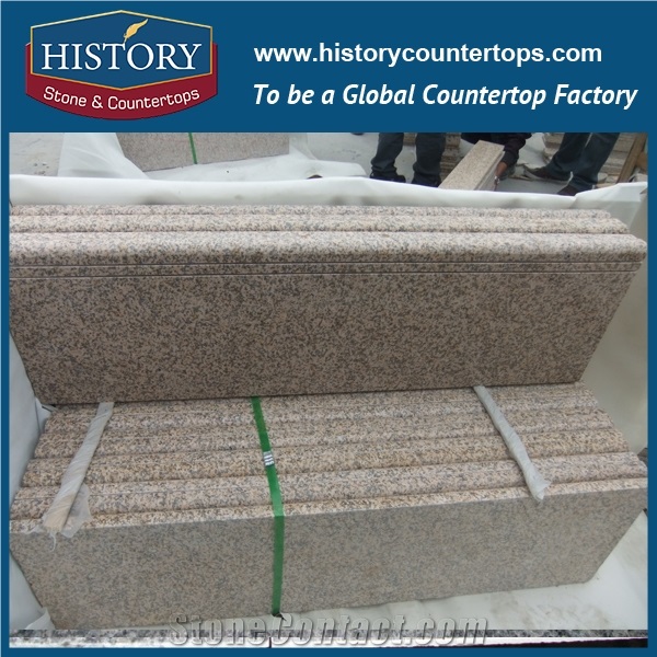Building Management Projects Polished Surface Chrysanthemum Yellow Granite Steps & Risers