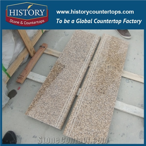Building Management Projects Polished Surface Chrysanthemum Yellow Granite Steps & Risers