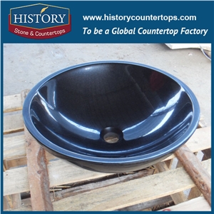 China Best Natural Ancient Shanxi Black Granite, Durable Bathroom Wash Sink, Custom Size Cheap Vessel Vanity Bathroom Sinks Bowl