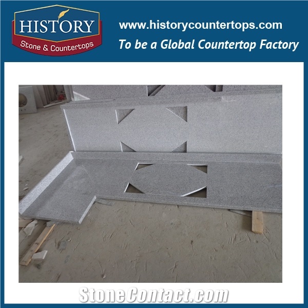 China Building Hg001 G603 Mountain Grey Polishing Natural Stone Customized Size Double Edge Laminated Granite Countertops & Bathroom Vanity Top