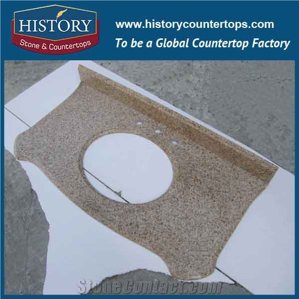 China Building Hg008 G682 Golden Yellow Bullnose Prefab Four Edges Polished Excellent Precut Classic Design Countertops & Bathroom Vanity Top