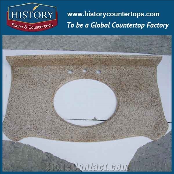 China Building Hg008 G682 Golden Yellow Bullnose Prefab Four Edges Polished Excellent Precut Classic Design Countertops & Bathroom Vanity Top