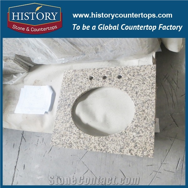 China Building Hg190 Zen Yellow B Polished Degree Pre Cut Installing Custom Size Popular American Style for Granite Countertop & Bathroom Vanity Top