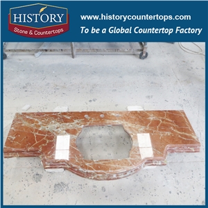 China Building Hmj009 Rojo Alicante Factory Wholesale Round Edge Cheap Polished Marble Pre Cut Installing Solid Color Countertops & Bathroom Vanity Tops for Discount
