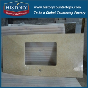China Building Hmj015 Galala Beige Antique Radius Top Marble Factory Price Laminated Trim Molding Shaped Finishing Solid Surface for Veneer Counter Top,Vanity Tops Bath Makeup Top