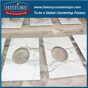 China Building Hmj060 Snow White Flat Edge Polished Custom Made Prefab Size Special Polished on Sale Popular Marble Table Top Material for Countertop & Bathroom Vanity Top