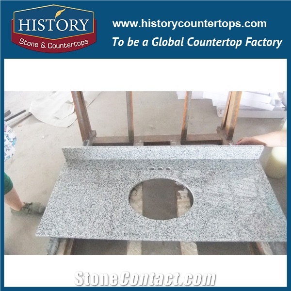 China Buildinhg Hg036 G439 Big White Flower Premade Trim Molding Durable Design Solid Color Granite Countertops & Vanity Top in Round Edges for Sale