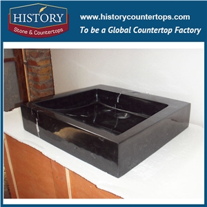 China Cheap Wholesale Nero Margiua Marble Composite Rectangle Shape Basin Bathroom Rectangle Vanity Sink, Lavatory Sink, Toilet Sink