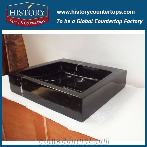 China Cheap Wholesale Nero Margiua Marble Composite Rectangle Shape Basin Bathroom Rectangle Vanity Sink, Lavatory Sink, Toilet Sink