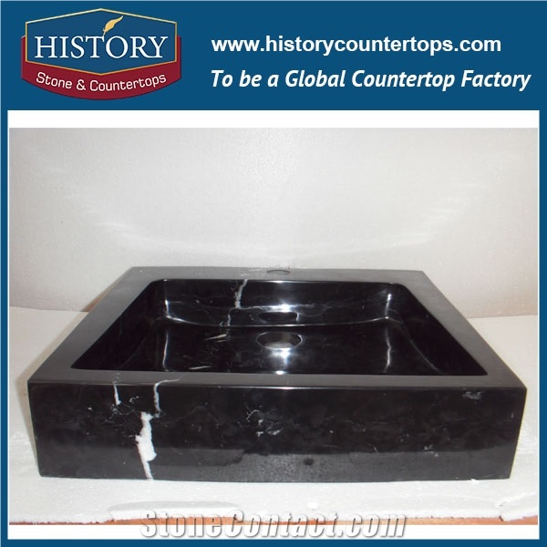 China Cheap Wholesale Nero Margiua Marble Composite Rectangle Shape Basin Bathroom Rectangle Vanity Sink, Lavatory Sink, Toilet Sink