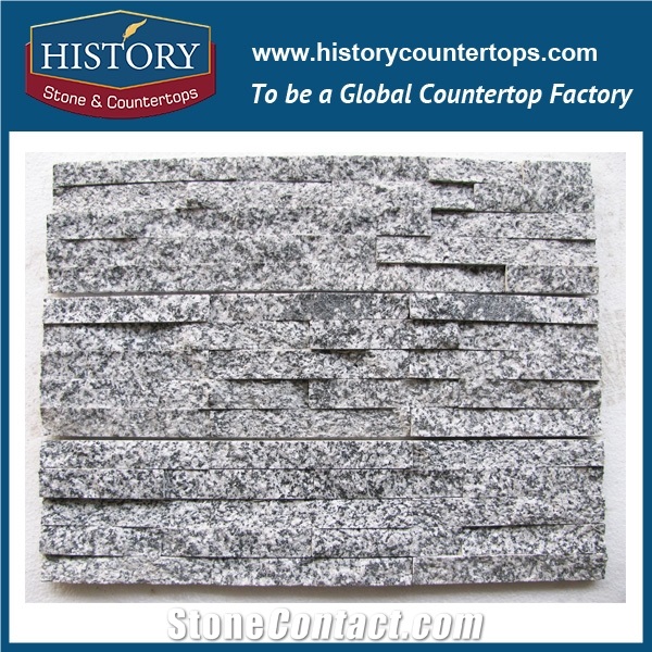 China Factory Direct Sales and Wholesales Granite Natural Stacked Wall Covering，Cloudy Grey Thin Strip Stone Veneers Ledge Stone