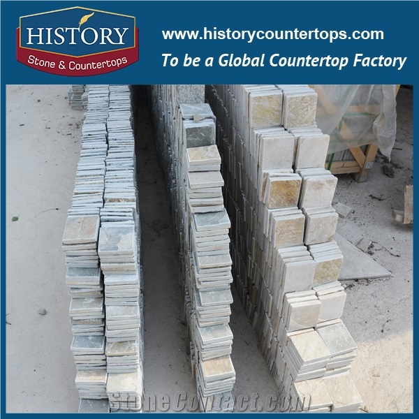 China Factory Sales and Wholesale Yellow Green Gradient Color Slate Tiles for Internal and External Wall Covering, Floor Cladding, Road Paving