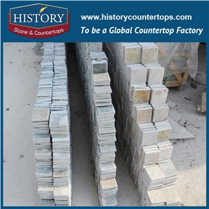China Factory Sales and Wholesale Yellow Green Gradient Color Slate Tiles for Internal and External Wall Covering, Floor Cladding, Road Paving