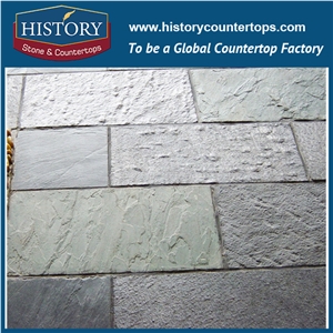 China Golden Pattern Park Paving Slate Stone, Courtyard Non-Slip Floor Tiles, Thin Strips Halls Interior and Exterior Wall Cladding