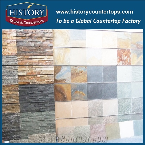 China History Stone Factory Outlets Different Color Rectangle and Square Joint Pattern Nature Slate Mosaic, Wall Covering, Floor Covering