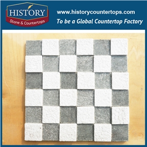 China History Stone Factory Outlets Natural Slate Interior Walling, Flooring Stone Classic Mosaic Pattern in Yellow Beige Color