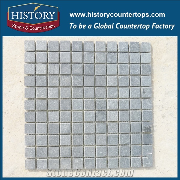 China History Stone Light Green Square and Rectangle Joint Pattern Slate Stone Mosaic Wall Covering, Floor Paving