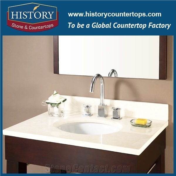 China Hmj023 Botticino Classic Ogee Bullnose New Polished Prefab Solid Color Laminate Marble Tops, Custom Countertops & Bathroom Vanity Tops Best Choices for Restaurant
