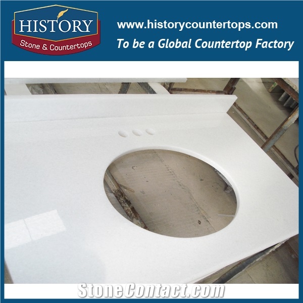 China Natural Stone Marble Hm068 Crystal White Factory Supply High Quality Polished Trim Molding Inlay Modern Style Finishing for Hotel Project Countertop, Vanity Top, Bath Makeup Top, Table Top