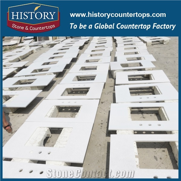 China Natural Stone Marble Hm068 Crystal White Factory Supply High Quality Polished Trim Molding Inlay Modern Style Finishing for Hotel Project Countertop, Vanity Top, Bath Makeup Top, Table Top