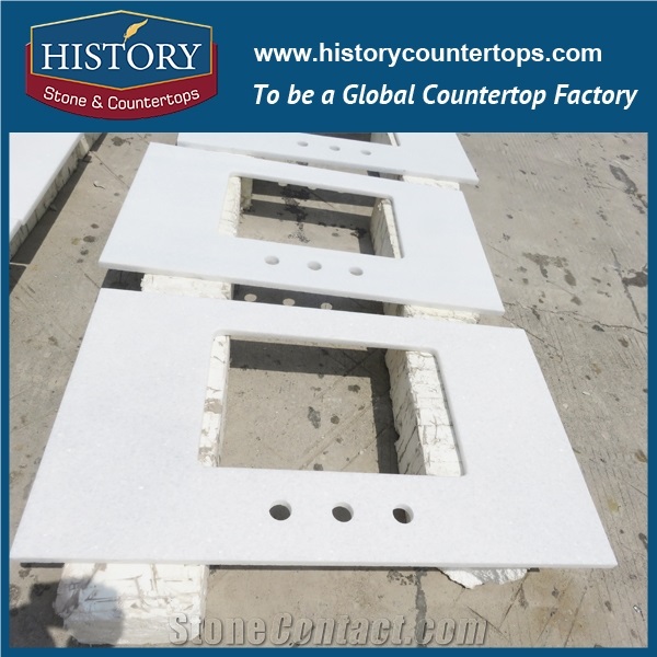 China Natural Stone Marble Hm068 Crystal White Factory Supply High Quality Polished Trim Molding Inlay Modern Style Finishing for Hotel Project Countertop, Vanity Top, Bath Makeup Top, Table Top