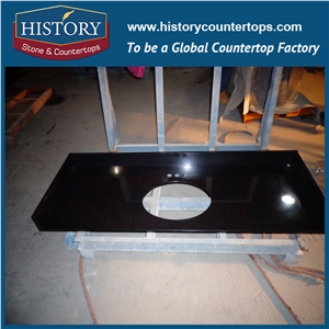 China Own Factory Natural Stone G684 Black Basalt, Fuding Hei, Rain Drop Black, Black Pearl Granite Countertop,Polishing Bathroom Countertops, Vanity Tops, Cut-To-Size
