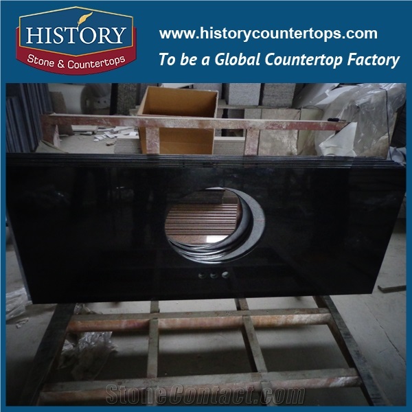 China Own Factory Natural Stone G684 Black Basalt, Fuding Hei, Rain Drop Black, Black Pearl Granite Countertop,Polishing Bathroom Countertops, Vanity Tops, Cut-To-Size