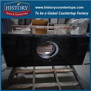 China Own Factory Natural Stone G684 Black Basalt, Fuding Hei, Rain Drop Black, Black Pearl Granite Countertop,Polishing Bathroom Countertops, Vanity Tops, Cut-To-Size