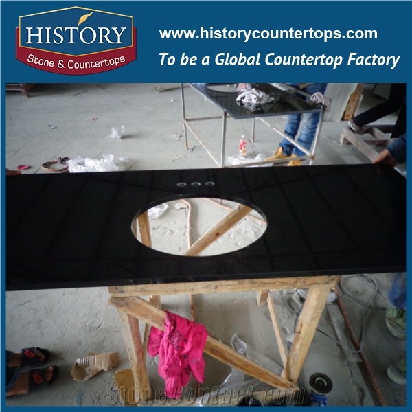 China Own Factory Natural Stone G684 Black Basalt, Fuding Hei, Rain Drop Black, Black Pearl Granite Countertop,Polishing Bathroom Countertops, Vanity Tops, Cut-To-Size