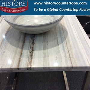 China Own Factory Stone Manufacturer Crystal Wooden Graining Marble Polishing Bathroom Counetrtop, Vanity Tops for Solid Surface for Hospitality Project