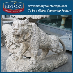 China Wholesaler Large Cheap Price Hand Carved Stone Animal Figurines Natural Granite Yellow Color Famous Pairs Of Garden Lions