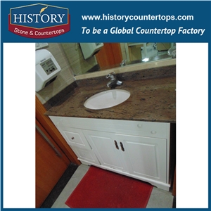 Chinese Buildiing Hg218 Giallo Peacock Cover Bullnose Polished Handle Beveled Custom Made Granite Countertop & Bathroom Vanity Top