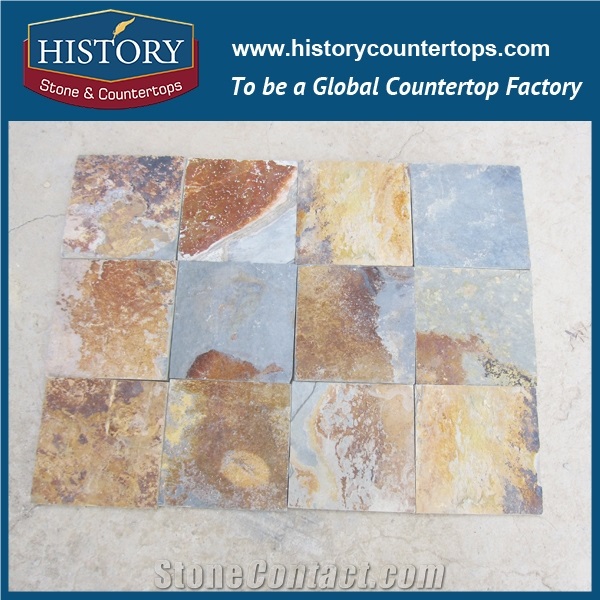 Chinese Slate Stone for Floor Stepping, Wall Tiles Valid in Yellow Grey Rustic Color