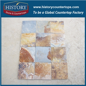 Chinese Slate Stone for Floor Stepping, Wall Tiles Valid in Yellow Grey Rustic Color