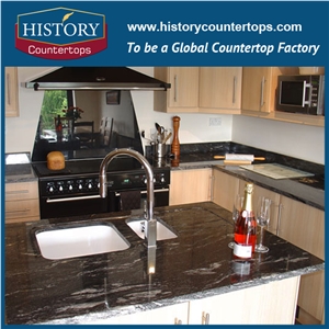 Chinese Supplier India Black Granite with Vein Best Selling Natural Stone for Kitchen Countertop Worktop Bench Top and Island Top Bar Top for Sales